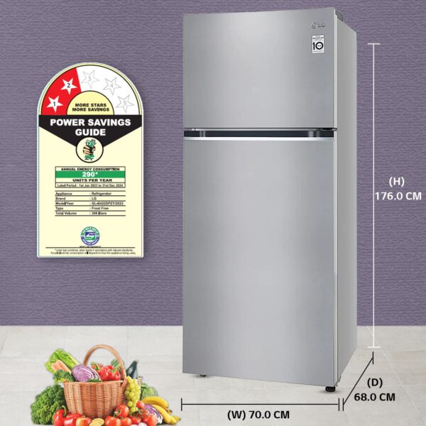 LG 398 L 2 Star Frost-Free Smart Inverter Double Door Refrigerator (2023 Model, GL-S422SPZY, Shiny Steel, Convertible with Express Freezing) - Image 11