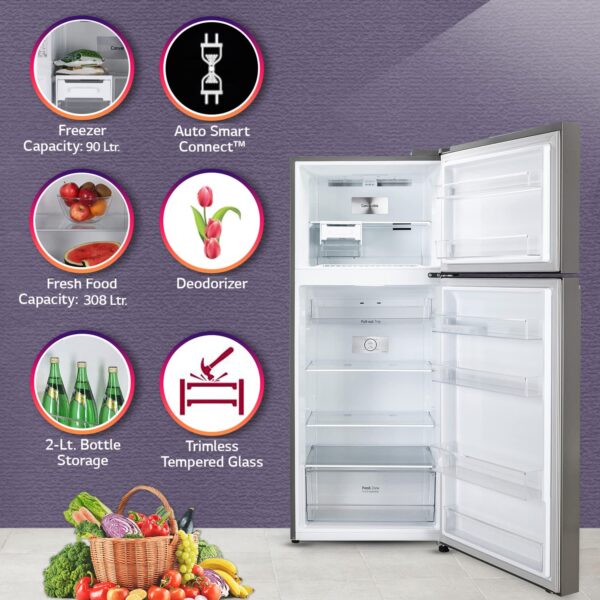 LG 398 L 2 Star Frost-Free Smart Inverter Double Door Refrigerator (2023 Model, GL-S422SPZY, Shiny Steel, Convertible with Express Freezing) - Image 12