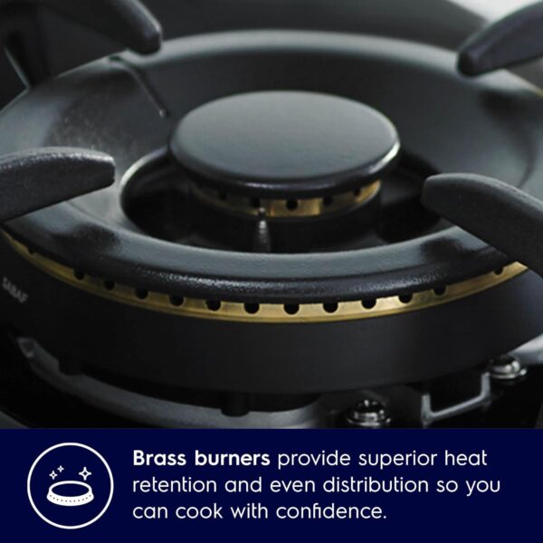 Electrolux 3 Burner Auto Ignition Glass Top 78cm Built-in Gas Hob, UltimateTaste 300, Black, EHG7330BC - Image 4
