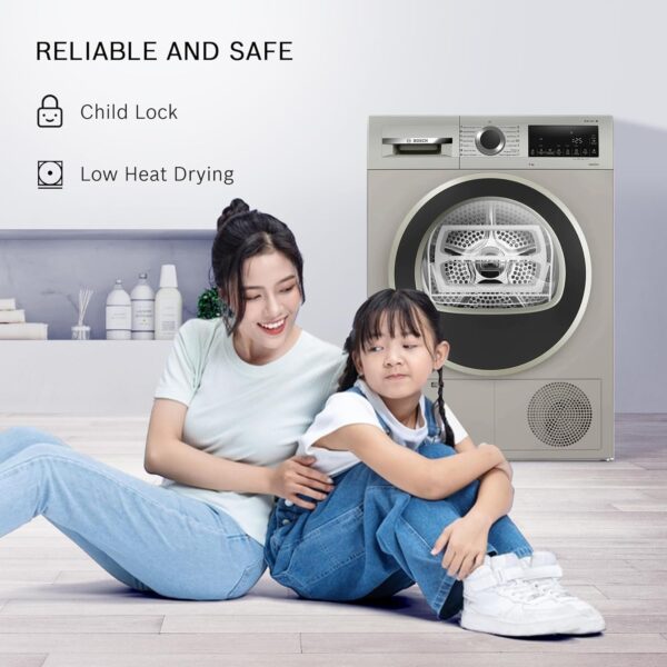 Bosch 9 kg Fully Automatic Front load Condenser Tumble Dryer WPG24108IN, Silver, Inbuilt Heater) - Image 11