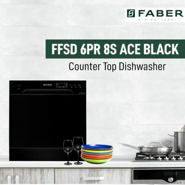 Faber 8 Place Dishwasher | 6 Wash Programs |Adjustable Upper Rack & Cutlery Tray | 8L Water/Cycle | Suitable for Oil & Masala Stains | 2Yr Warranty & 5Yr On Cavity | FFSD 6PR 8S Ace - Image 5