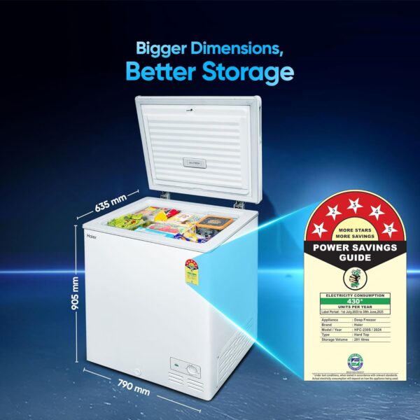 Haier HFC-230SM5, 5 Star Rating Single Door Convertible Deep Freezer, Heavy Duty Compressor with inside metal Liner and 4 Years Comprehensive Warranty (White) - Image 4