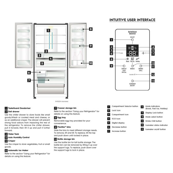 Electrolux 524L Frost Free Inverter French Door Refrigerator, TasteLockAuto Technology, Auto Ice & Even Temp Function, Arctic Silver Steel, UltimateTaste 700, EHE5224C-A - Image 6