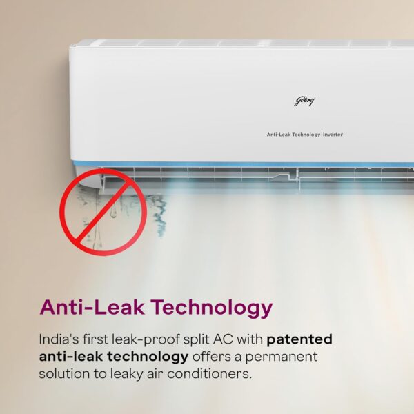 Godrej 1.5 Ton 3 Star, 5 Years Comprehensive Warranty, Anti-Leak, 5-In-1 Convertible Cooling, Inverter Split AC (Copper, Heavy duty cooling, AC 1.5T EI 18DINV3R32 SYB AL, White) - Image 4