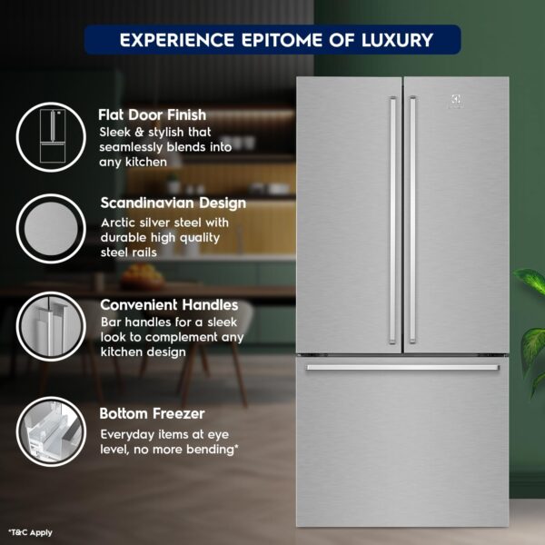 Electrolux 524L Frost Free Inverter French Door Refrigerator, TasteLockAuto Technology, Auto Ice & Even Temp Function, Arctic Silver Steel, UltimateTaste 700, EHE5224C-A - Image 7