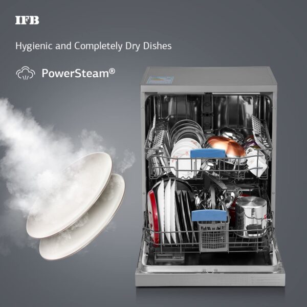 IFB 12 Place Settings Hot water wash Free Standing Dishwasher (Neptune VX1, Graphite Grey, In Built Heater with Hygienic Steam Drying, Perfect for Indian Utensils) - Image 6