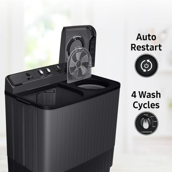 Samsung 11.5 Kg Semi-Automatic Top Load Washing Machine Appliance (WT11A4260GD/TL,Dark Gray) - Image 8