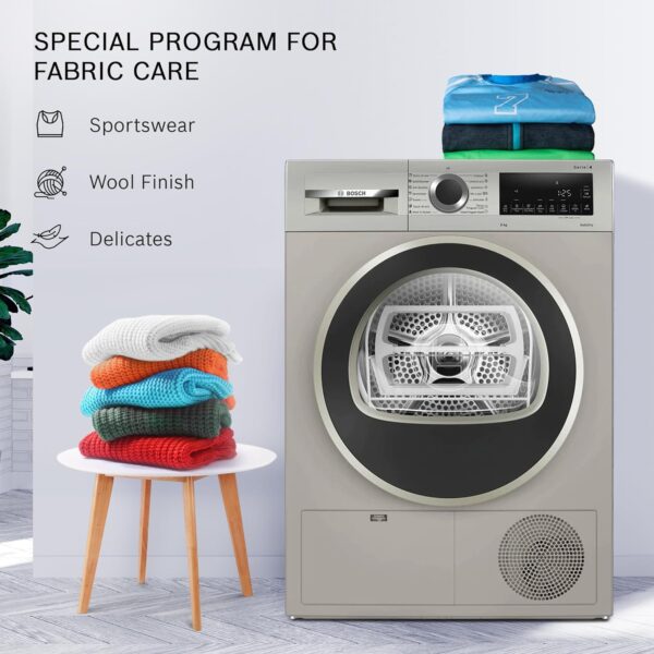 Bosch 9 kg Fully Automatic Front load Condenser Tumble Dryer WPG24108IN, Silver, Inbuilt Heater) - Image 2