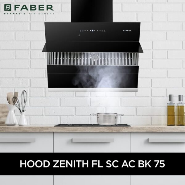 Faber 75 Cm 1350 M3/Hr Autoclean Slant Chimney, Filterless, Lifetime On Motor, 5 Yr Comprehensive Warranty, (Hood Zenith FL SC AC BK 75,Touch & Gesture Control,Black) - Image 6