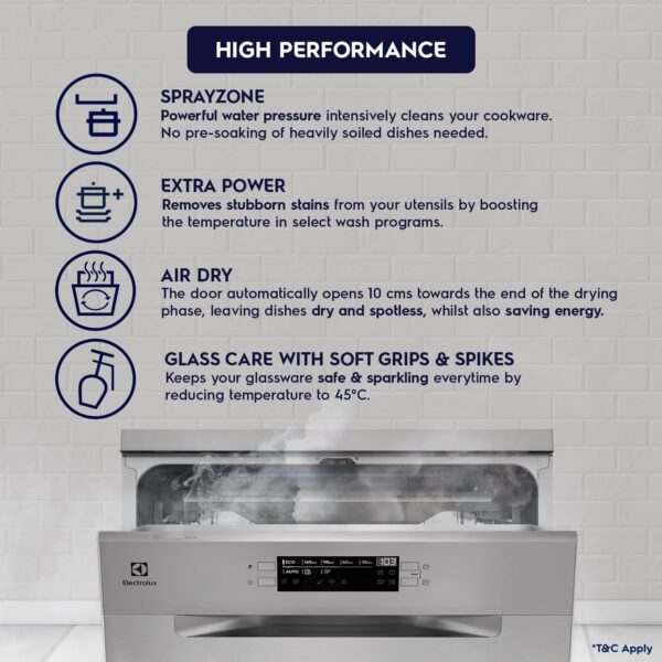 Electrolux 15 Place Settings Dishwasher Machine for Home, Fully Automatic with AirDry, Stainless Steel, UltimateCare 700, ESZ69300SX - Image 6