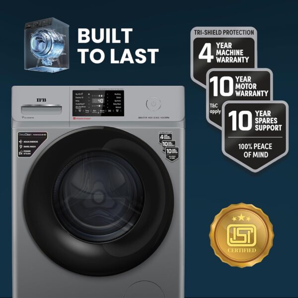 IFB 8 Kg 5 Star with 9 Swirl Wash, AI Powered, Wi-Fi, Fully Automatic Front Load Washing Machine (Senator MSN 8014, Steam Refresh Program with Eco Inverter, Metallic Silver) - Image 10