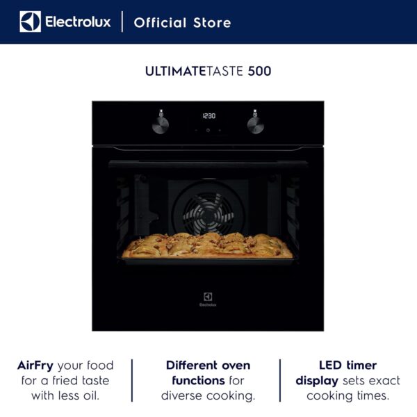 Electrolux 72L 60cm Built-In Oven with 5 Functions, UltimateTaste 500, Glass, Black, KOIGH00KA2 - Image 6