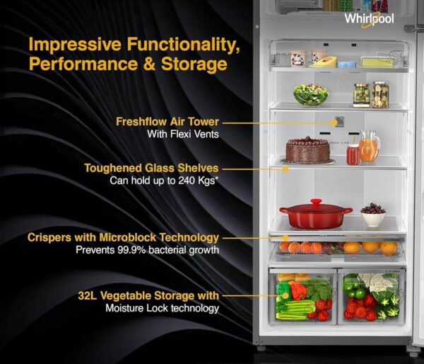 Whirlpool 431 L 2 Star IntelliFresh Convertible Inverter Frost Free Double Door Refrigerator (IF INV CNV 480 ALPHA STEEL-Z, 2S) - Image 6