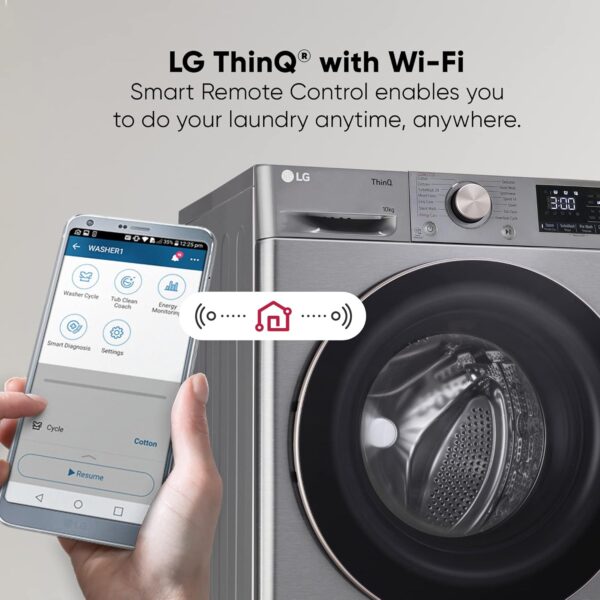 LG 10 Kg 5 Star Ai Direct Drive Wi-Fi Inverter Fully Front Load Automatic Front-Loading Washing Machine (Fhp1410Z7P, Turbowash & Steam For Hygiene Wash, Platinum) - Image 11