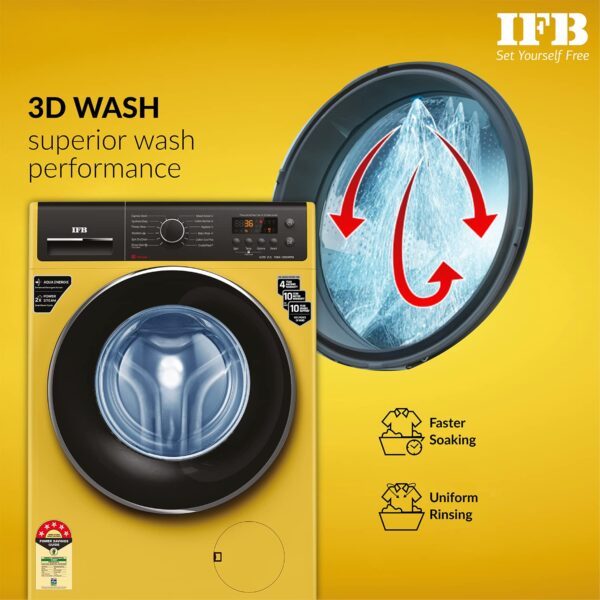 IFB 7 Kg 5 Star Front Load Washing Machine 2X Power Steam (ELITE ZLS 7012, Yellow, In-built Heater, 4 years Comprehensive Warranty) - Image 4