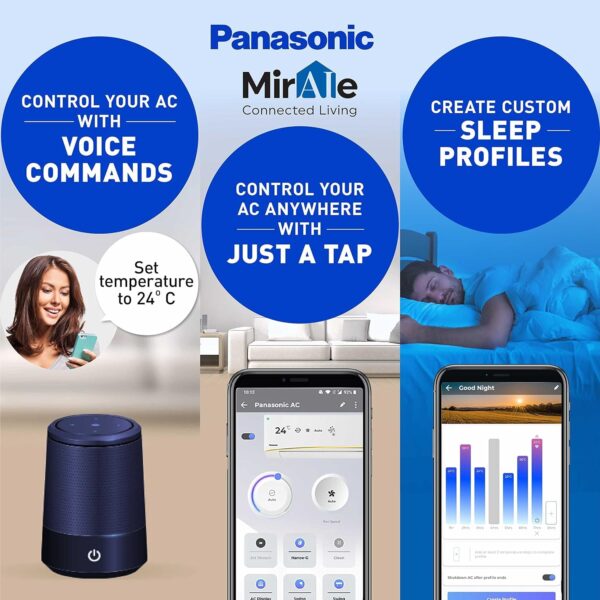 Panasonic 1 Ton 5 Star Wi-Fi Inverter Smart Split AC (Copper Condenser, 7 in 1 Convertible with True AI Mode, 4 Way Swing, nanoe-G Air Purification Technology, CS/CU-XU12AKYF, White) - Image 2