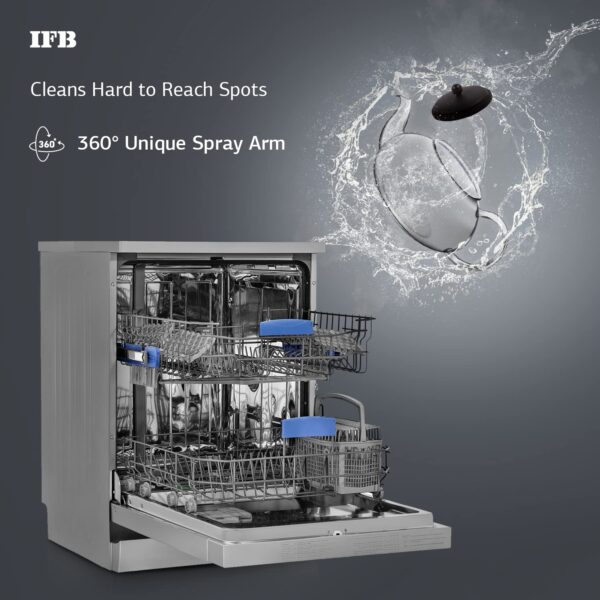 IFB 12 Place Settings Hot water wash Free Standing Dishwasher (Neptune VX1, Graphite Grey, In Built Heater with Hygienic Steam Drying, Perfect for Indian Utensils) - Image 5