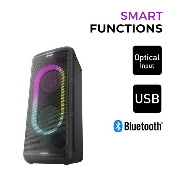 Panasonic SC-TMAX45 High Power Double Woofer Bluetooth Party Speaker System with USB, AUX and Optical Input, Mic & Guitar Jack (Black) - Image 3