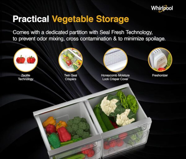 Whirlpool 431 L 2 Star IntelliFresh Convertible Inverter Frost Free Double Door Refrigerator (IF INV CNV 480 ALPHA STEEL-Z, 2S) - Image 7