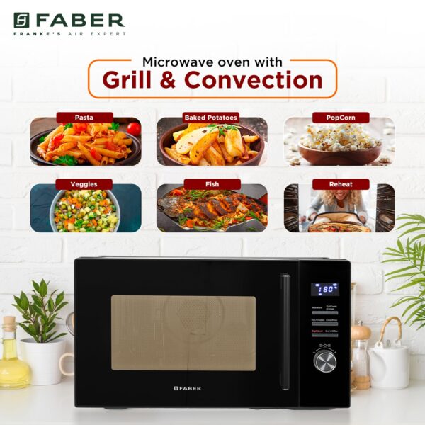 Faber FMW Instacook 30C Standalone 29L Microwave Oven |900W|10 Auto Cook Menu|Digital Panel|Reheat & Defrost|Glass Turntable|Child Safety Lock|Easy Clean Coating|Power Level 5|2 Yrs Warranty|Black - Image 4