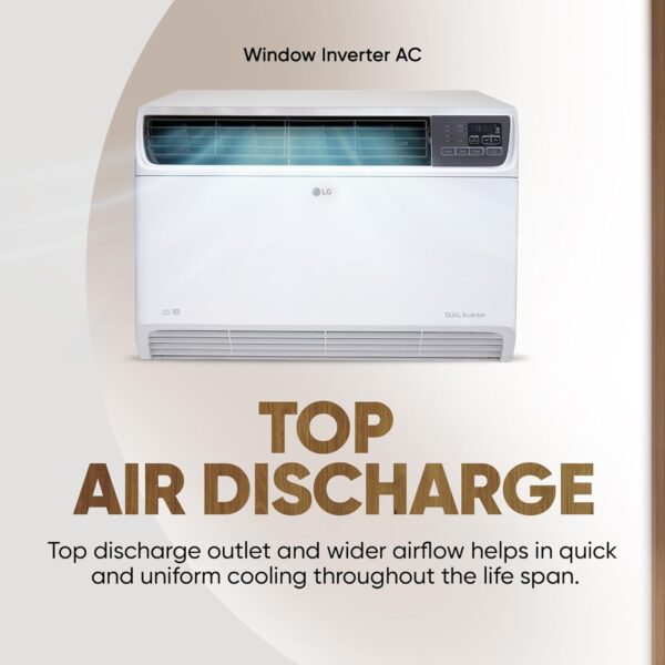 LG 1.5 Ton 5 Star DUAL Inverter Window AC (Copper, Convertible 4-in-1 cooling, 4 Way Air Swing, HD Filter, UW-Q18WUZA, White) - Image 4