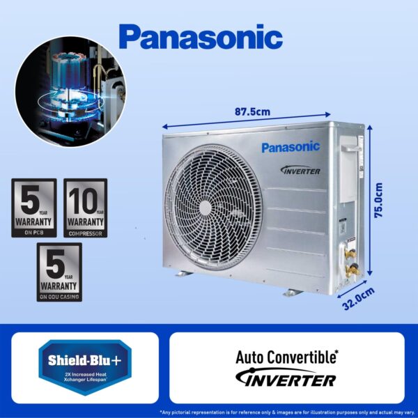 Panasonic 1.5 Ton 5 Star Wi-Fi Inverter Smart Split AC (Copper Condenser, 7 in 1 Convertible with True AI Mode, 4 Way Swing, PM 0.1 Air Purification Filter, CS/CU-VU18AKYF, White) - Image 3