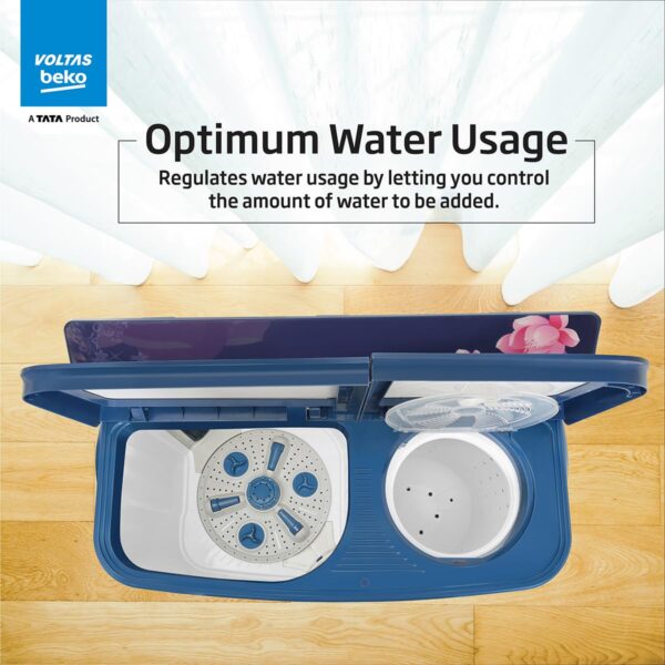 Voltas beko, A Tata Product 8.5 kg 5 Star Semi-Automatic Top Load Washing Machine With Double Water Fall technology (WTT85DBLG/FLRB5, Blue, Special Pulsator & 5 Knob Control Method) - Image 6