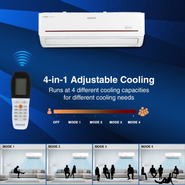 Voltas 1.5 Ton 3 Star Adjustable Inverter Split AC(Copper, 183V Vectra Prism, 4-in-1 Adjustable Mode, White) - Image 3