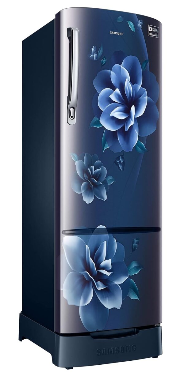 Samsung 246L 3 Star Inverter Direct-Cool Single Door Refrigerator Appliance (RR26C3893CU/HL,Camellia Blue) Base Stand Drawer - Image 4