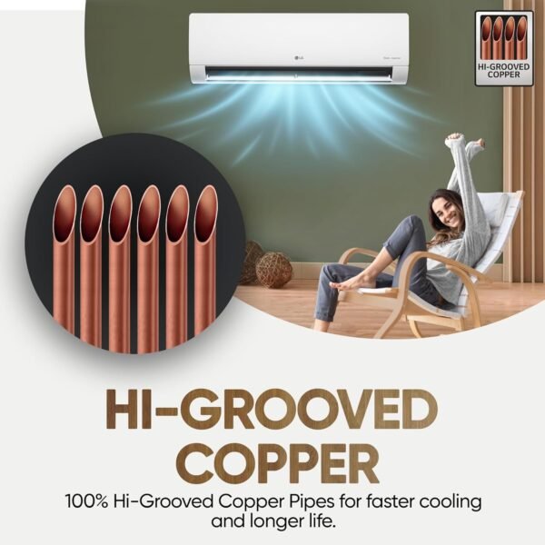 LG 1.5 Ton 3 Star Hot & Cold, DUAL Inverter Split AC (Copper, Convertible 5-in-1, VIRAAT Mode, 4 Way Swing, HD Filter with Anti-Virus Protection, US-H18VNXE, White) - Image 3