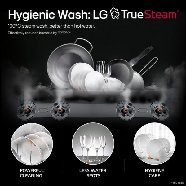 LG 14 Place Setting Free Standing Dish Washer with TrueSteam, QuadWash, EasyRack Plus, Wi-Fi Enabled (DFB424FM, Matte Black, Inverter Direct Drive Motor) - Image 7