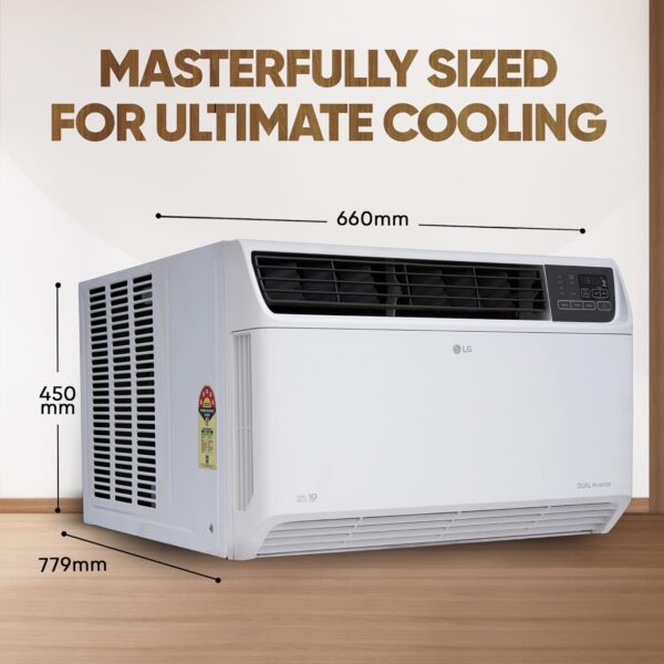 LG 1.5 Ton 3 Star DUAL Inverter Window AC (Copper, Convertible 4-in-1 cooling, 4 Way Air Swing, HD Filter, UW-Q18WUXA, White) - Image 4