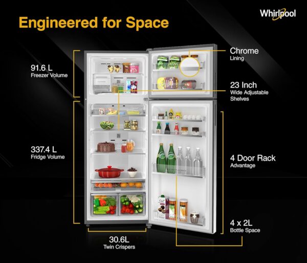 Whirlpool 431 L 2 Star IntelliFresh Convertible Inverter Frost Free Double Door Refrigerator (IF INV CNV 480 ALPHA STEEL-Z, 2S) - Image 9