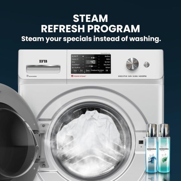IFB 9 Kg 5 Star Powered by AI with 9 Swirl Wash, WiFi, Fully Automatic Front Load Washing Machine (Executive SXN 9014K, Steam Refresh Program with Eco Inverter, Rich Silver) - Image 4