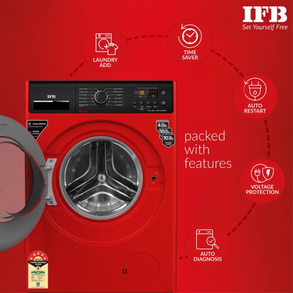 IFB 7 Kg 5 Star Front Load Washing Machine 2X Power Steam (ELITE ZRS 7012, Red, In-built Heater, 4 years Comprehensive Warranty) - Image 5
