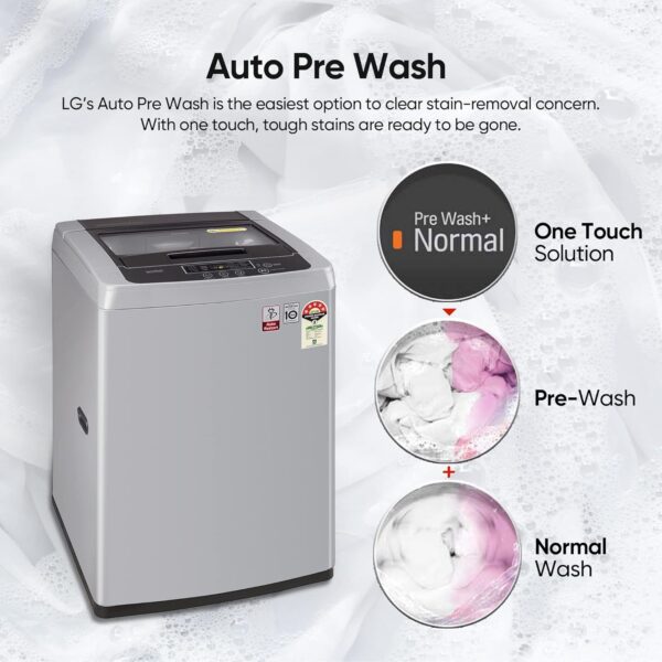 LG 7.5 Kg 5 Star Smart Inverter Fully-Automatic Top Load Washing Machine (T75SPSF1Z, Middle Free Silver, TurboDrum | Smart Closing Door) - Image 8