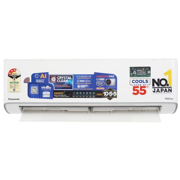 Panasonic EU 7 in 1 Convertible 1Ton 3Star Smart Inverter Split,(100%Copper Condenser, CS/CU-EU12BKY3FM),With MirAie & Matter Certified 55°Tested, High CFM & Eco tough Outdoor Crystal Clean Technology - Image 3