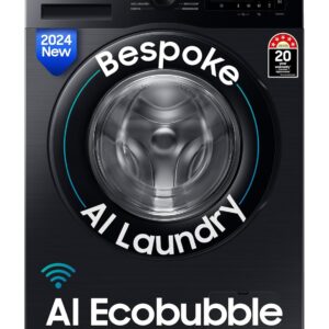Samsung 12 kg, 5 Star, Super Speed, Wi-Fi, Hygiene Steam with Inbuilt Heater, Digital Inverter, Fully-Automatic Front Load Washing Machine (WW12DG5B24ABTL, Black)