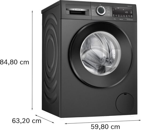 Bosch 9kg 5 Star Anti Wrinkle & Steam Care Fully Automatic Front Load Washing Machine with Built in Heater (WGA244ZTIN, Black Grey) - Image 5