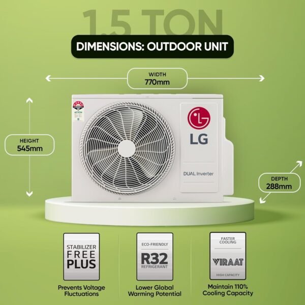 LG 1.5 Ton 5 Star AI DUAL Inverter Split AC (Copper, AI Convertible 6-in-1 Cooling, 4 Way Swing, HD Filter with Anti-Virus Protection, 2024 Model, US-Q19ENZE, White) - Image 5