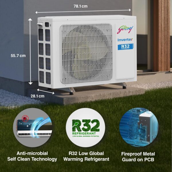 Godrej 1.4 Ton 5 Star, 5 Years Comprehensive Warranty, 5-In-1 Convertible Cooling, Inverter Split AC (Copper, I-Sense Technology, AC SIC 17LTC5-WYR , White) - Image 4