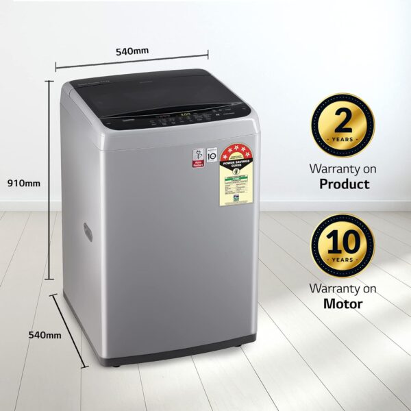 LG 7.5 Kg 5 Star Smart Inverter Fully-Automatic Top Load Washing Machine (T75SPSF1Z, Middle Free Silver, TurboDrum | Smart Closing Door) - Image 11