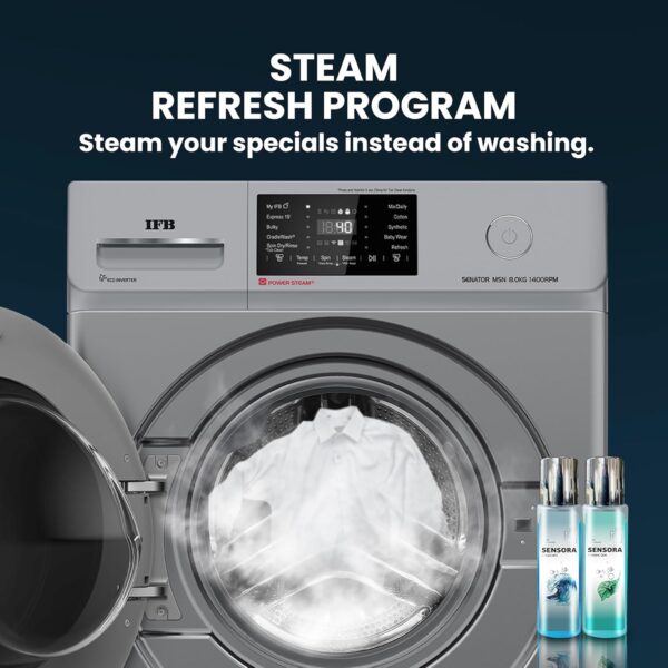 IFB 8 Kg 5 Star with 9 Swirl Wash, AI Powered, Wi-Fi, Fully Automatic Front Load Washing Machine (Senator MSN 8014, Steam Refresh Program with Eco Inverter, Metallic Silver) - Image 9
