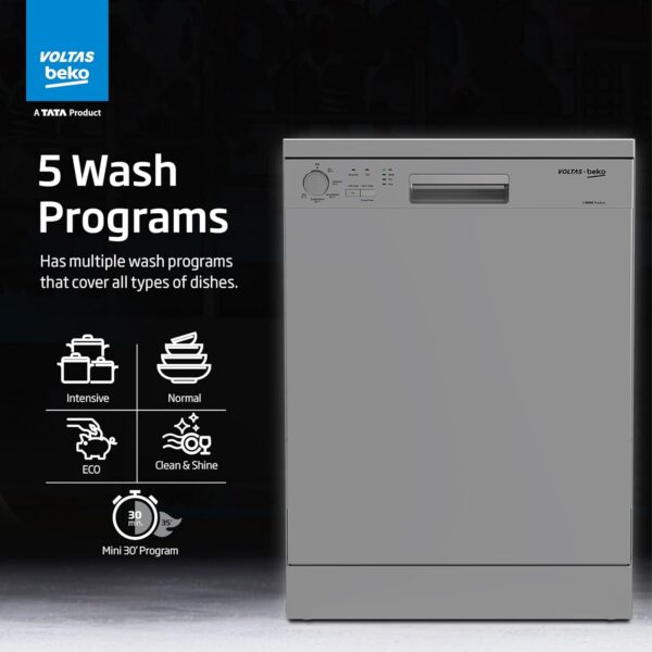 Voltas Beko 14 Place Settings Dishwasher (DF14S3, Silver) - Image 6