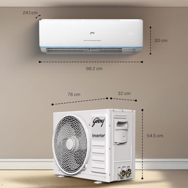 Godrej 1.5 Ton 3 Star, 5 Years Comprehensive Warranty, Anti-Leak, 5-In-1 Convertible Cooling, Inverter Split AC (Copper, Heavy duty cooling, AC 1.5T EI 18DINV3R32 SYB AL, White) - Image 3