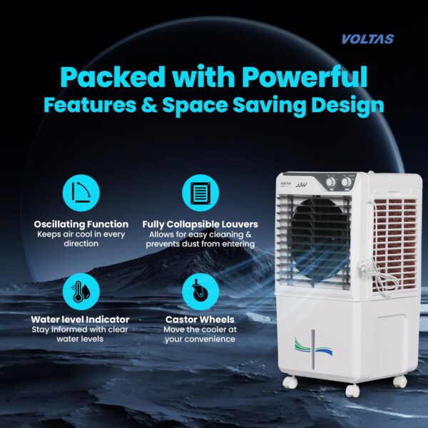 Voltas Joy 26, Room Air Cooler for Home, Honey Comb Cooling Pads with 3 Speed Control Functions, 26 Litres, White - Image 5