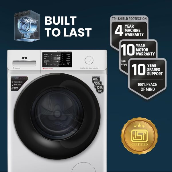 IFB 8 Kg 5 Star Powered by AI with 9 Swirl Wash, WiFi, Fully Automatic Front Load Washing Machine (Senator SXN 8014, Steam Refresh Program with Eco Inverter, Rich Silver) - Image 9
