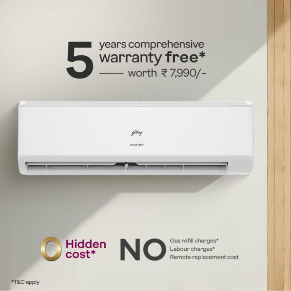 Godrej 1.5 Ton 3 Star, Hot & Cold, 5 Years Comprehensive Warranty, Inverter Split AC (Copper, 2025 Model, 5-In-1 Convertible, AC 1.5T SIH 18ITC3 WYC, White) - Image 4