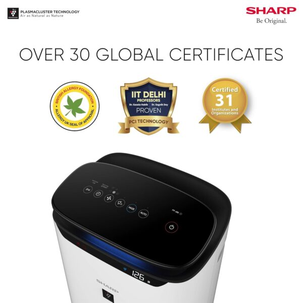 SHARP Room Air Purifier Fp-J60M-W With High Density Plasmacluster Ion Technology, Haze Mode, Sleep Mode And Anti-Pollen Mode | Coverage Area: Upto 550 Ft², White - Image 3