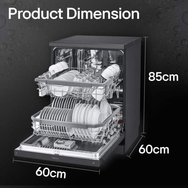 LG 14 Place Setting Free Standing Dish Washer with TrueSteam, QuadWash, EasyRack Plus, Wi-Fi Enabled (DFB424FM, Matte Black, Inverter Direct Drive Motor) - Image 13